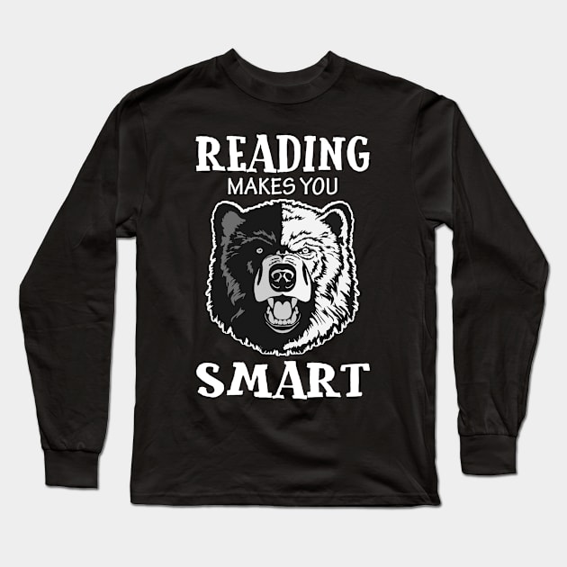 Teachers Gifts Reading Bear T Shirt Apparel Long Sleeve T-Shirt by KittleAmandass